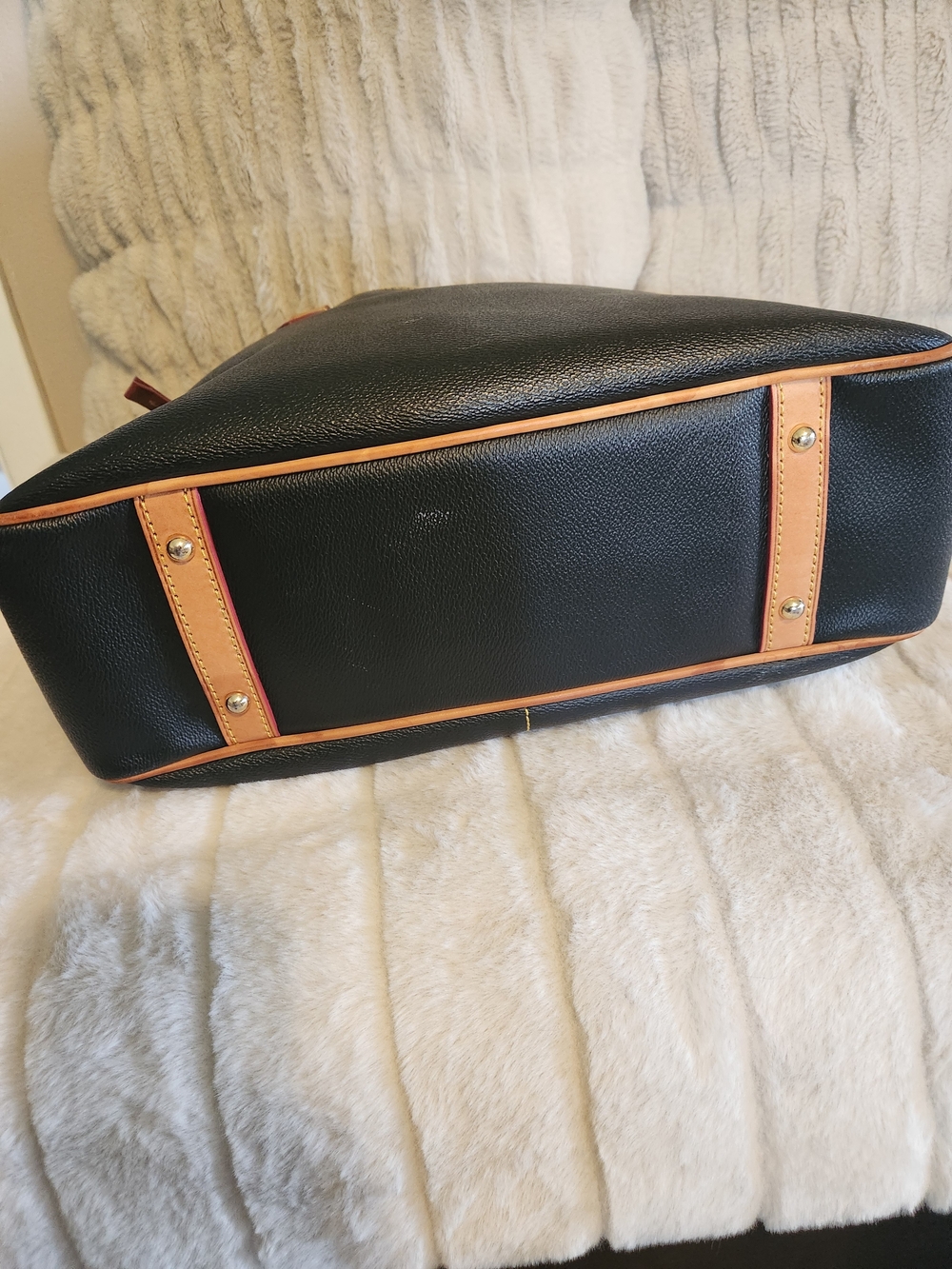 Dooney & Bourke Black Duffel with Tan Trim and Red Interior - Picture 3 of 3